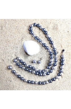 Mallorcaperlenset "dreifarbig-grau"